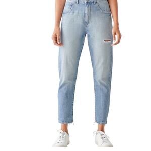 DL 1961 Susie Tapered Distressed Hem High Rise Jeans, Size 33, NWT